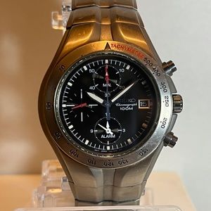 Seiko 7T62-0AS0 Chronograph 36 mm titanium Black Dial Alarm Quartz Men's Watch